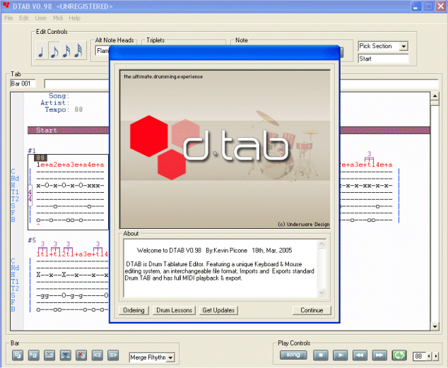 DTAB 1.03c software screenshot