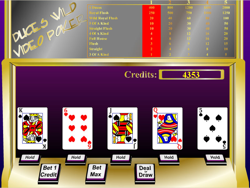 Duces Wild  - Video Poker 1.0 software screenshot
