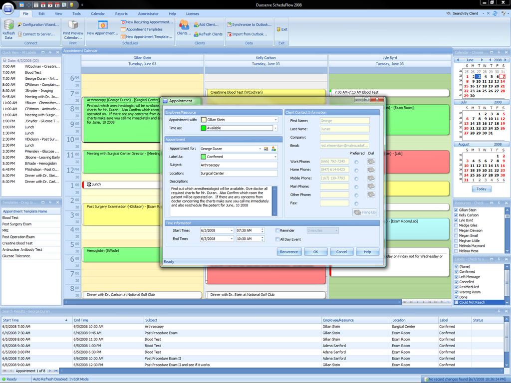 Duoserve ScheduFlow 16.0.6183 software screenshot