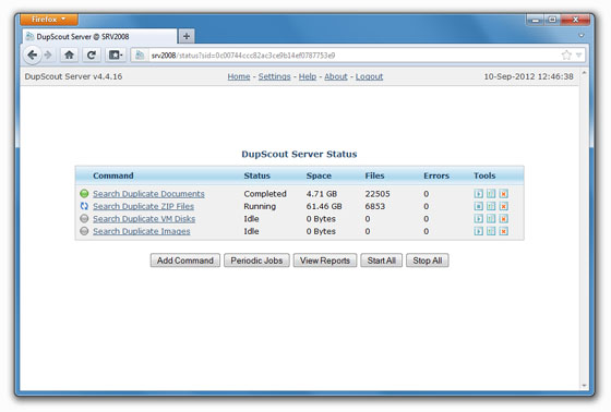Dup Scout Server 9.6.18 software screenshot
