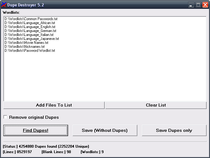 Dupe Destroyer 5.2 software screenshot