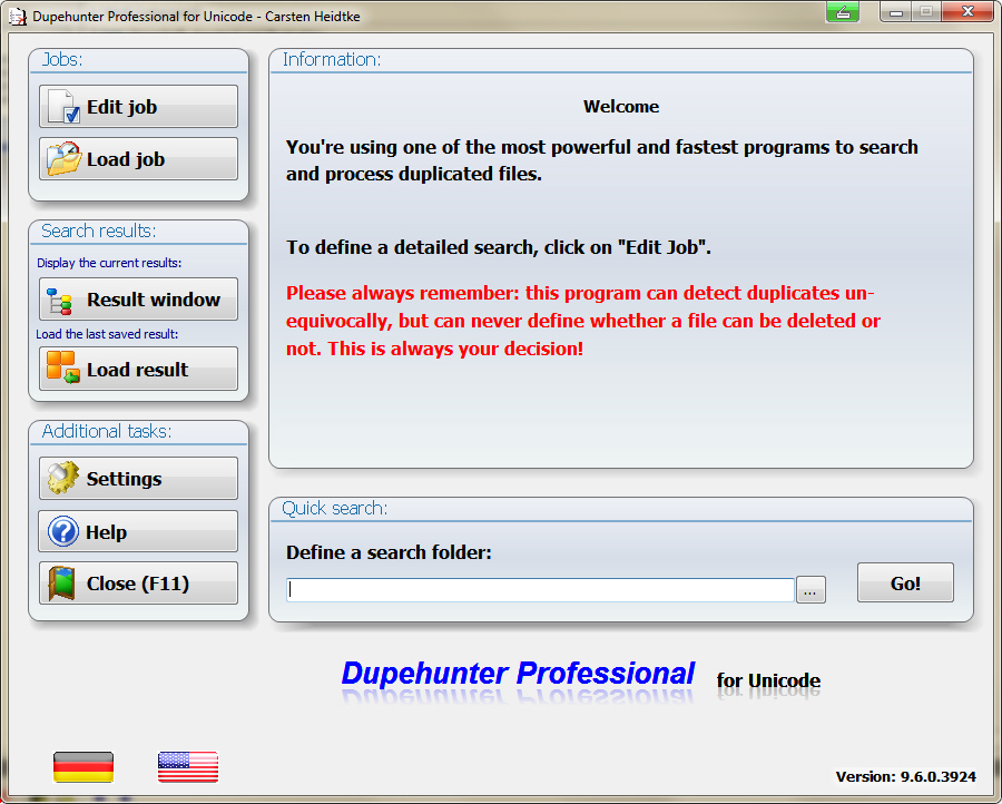 Dupehunter Professional 9.6.0.3950 software screenshot