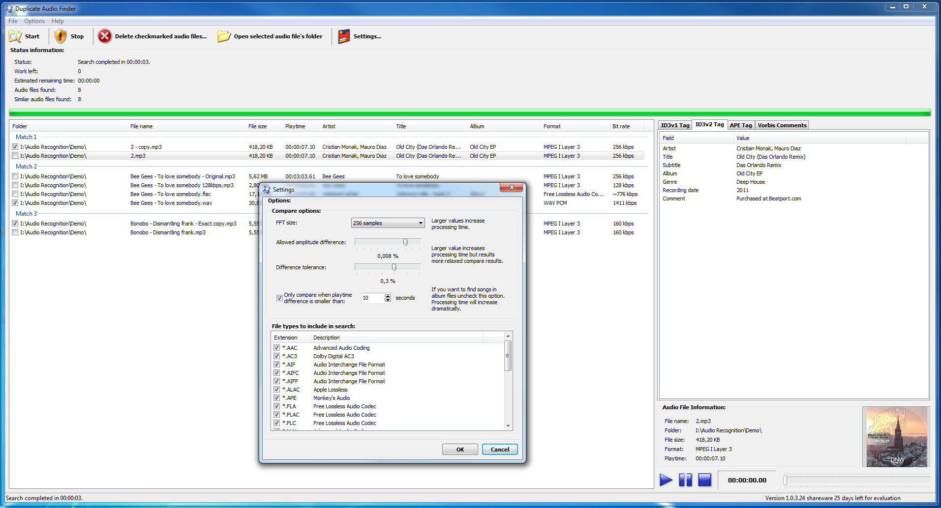 Duplicate Audio Finder 1.0.12.38 software screenshot