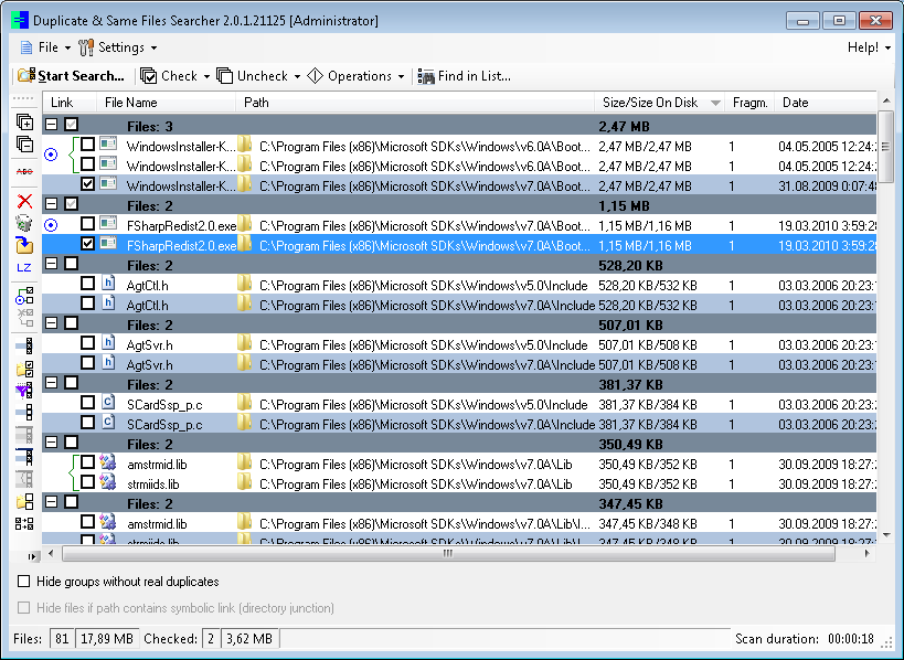 Duplicate & Same Files Searcher 4.3 software screenshot
