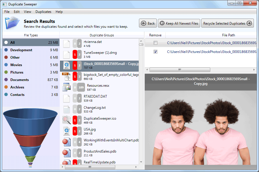 Duplicate Sweeper 1.83 software screenshot