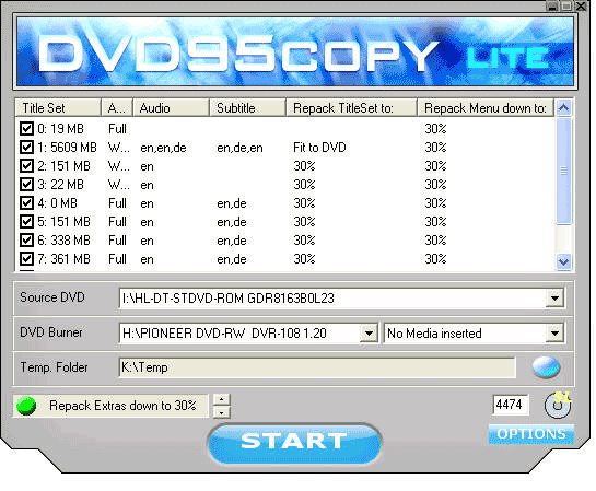 Dvd95Copy Lite 3.3 software screenshot