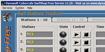 Dynasoft Cybercafe SurfShop Free 2.04 software screenshot
