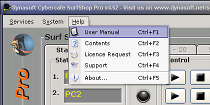 Dynasoft Cybercafe SurfShop Pro 5.05 software screenshot
