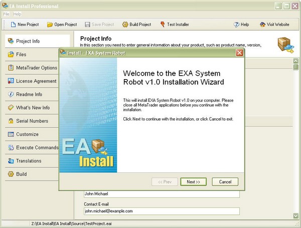 EA Install 1.36 software screenshot