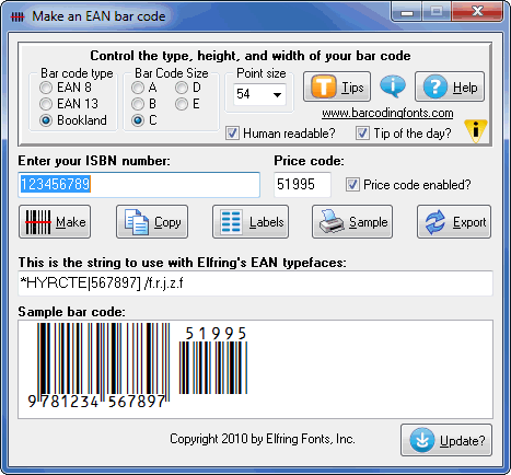 EAN Bar Codes 5.1 software screenshot