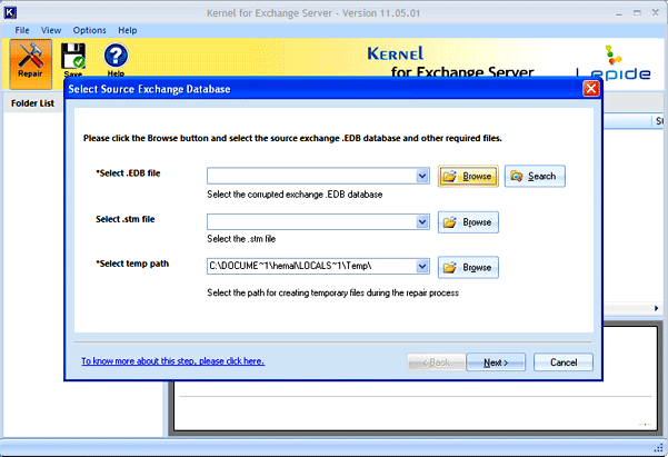 EDB to PST 11.05.01 software screenshot