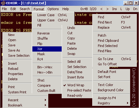 EDXOR 1.64 software screenshot