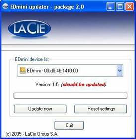 EDmini updater 2.0 software screenshot