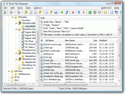 EF Multi File Renamer 5.00 software screenshot