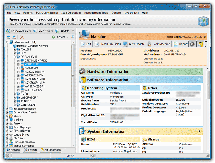 EMCO Network Inventory Enterprise 5.8.14.9684 software screenshot
