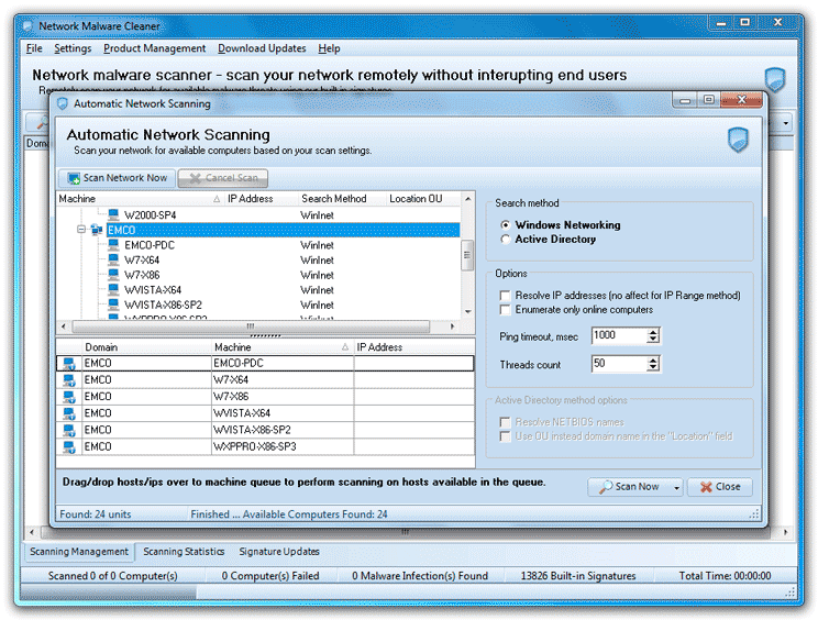 EMCO Network Malware Cleaner 6.4.20.1027 software screenshot