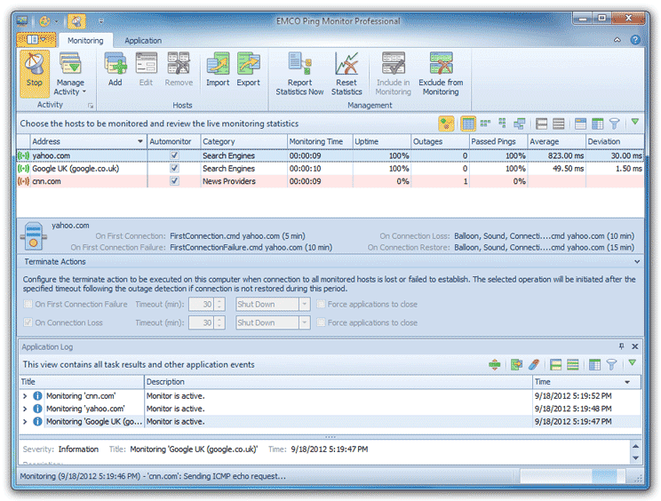 EMCO Ping Monitor Professional 6.0.7.4980 software screenshot