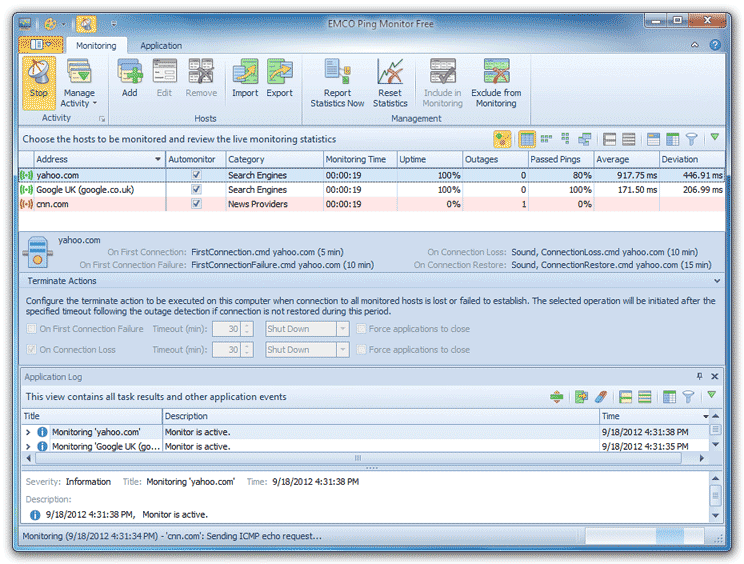 EMCO Ping Monitor 4.7.16.4550 software screenshot