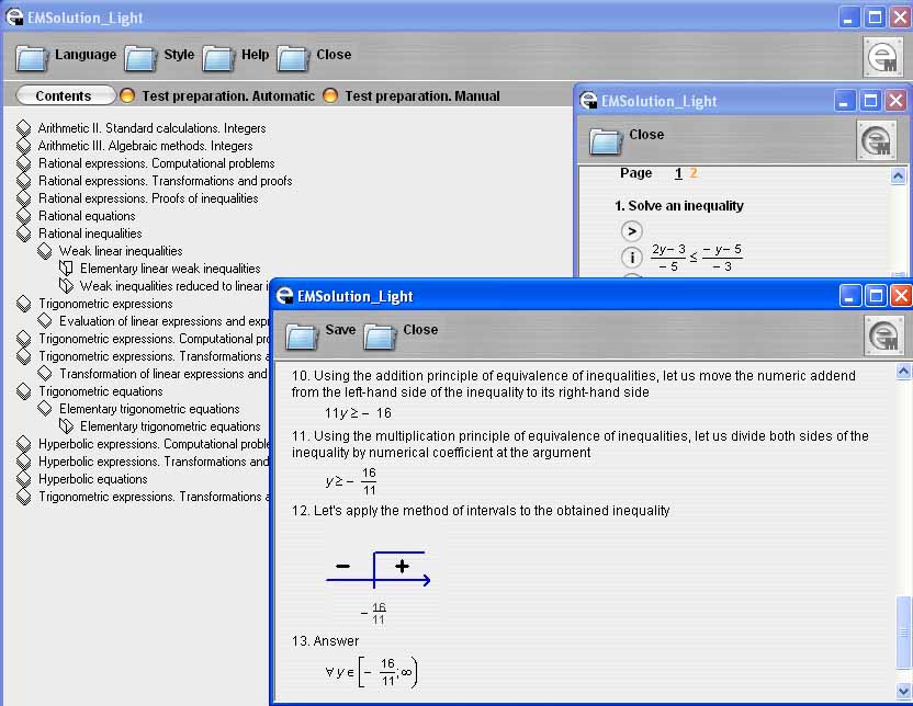 EMSolution Algebra Equations short 3.0 software screenshot