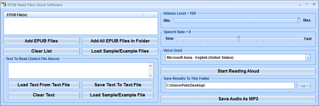 EPUB Read Files Aloud Software 7.0.0.0 software screenshot