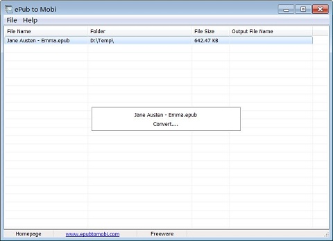 EPUB to MOBI 1.1 software screenshot