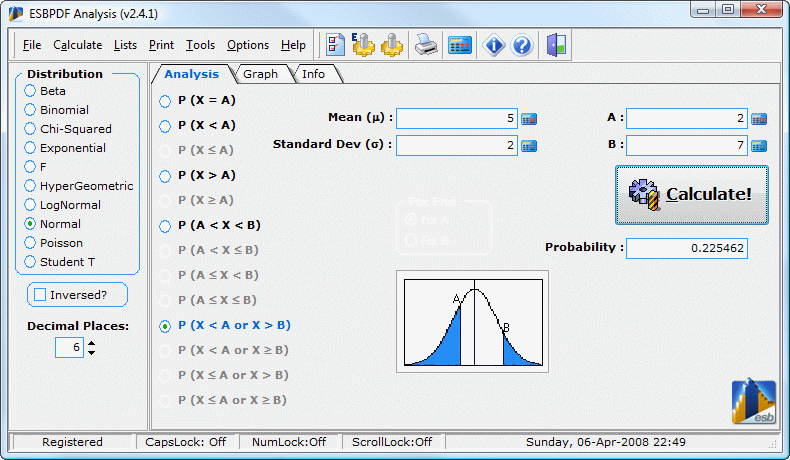 ESBPDF Analysis - Probability Software 2.4.1 software screenshot