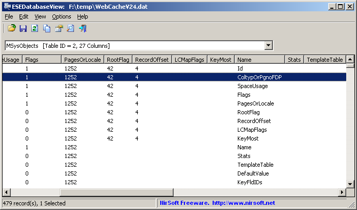 ESEDatabaseView 1.52 software screenshot
