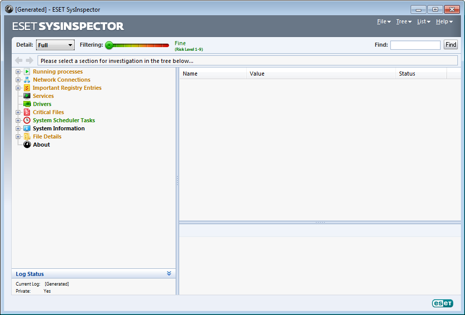 ESET SysInspector 1.3.5.0 software screenshot