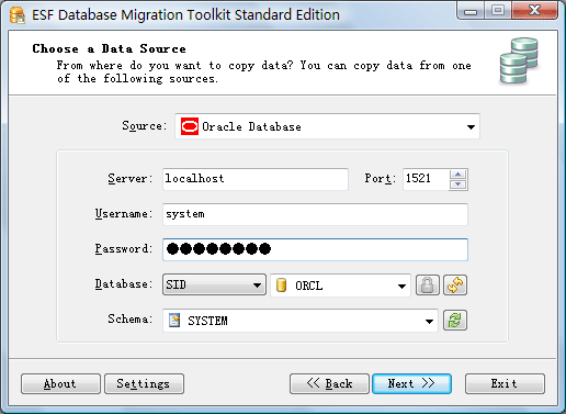 ESF Database Migration Toolkit Standard 9.0.25 software screenshot