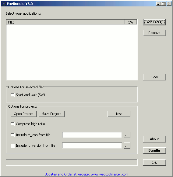 EXE Bundle 3.16 software screenshot