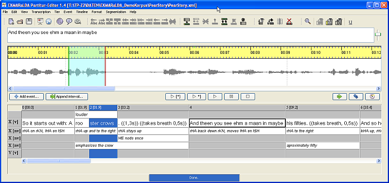EXMARaLDA 1.5.2 software screenshot