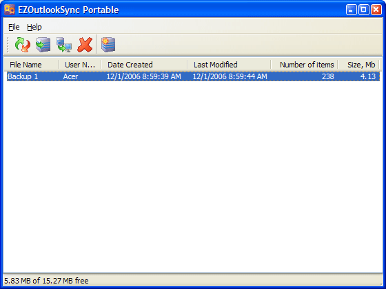 EZOutlookSync Portable 1.3 software screenshot
