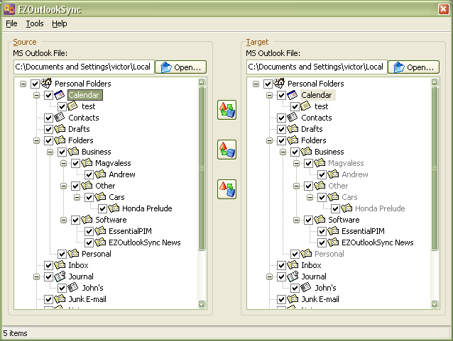 EZOutlookSync 3.02 software screenshot