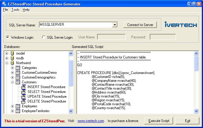 EZStoredProc 2.0.0 software screenshot