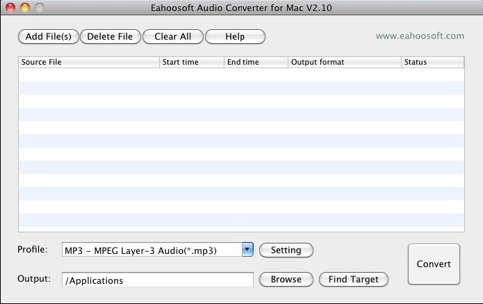 Eahoosoft Audio Converter for Mac 2.10 software screenshot