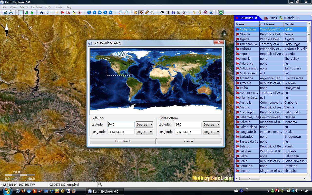 Earth Explorer 6.1 software screenshot