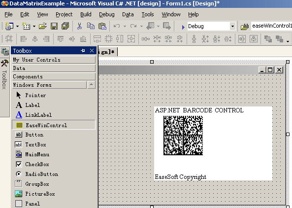 EaseSoft DataMatrix Barcode .NET Control 3.5.0 software screenshot