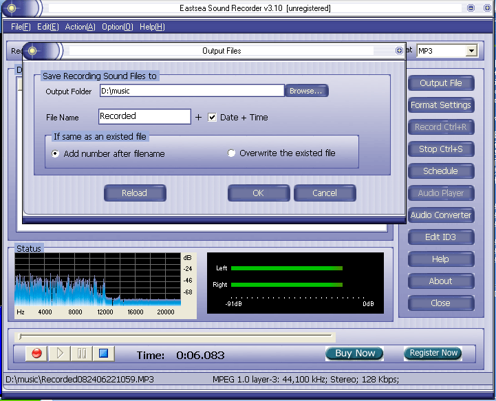 Eastsea Sound Recorder 3.50 software screenshot