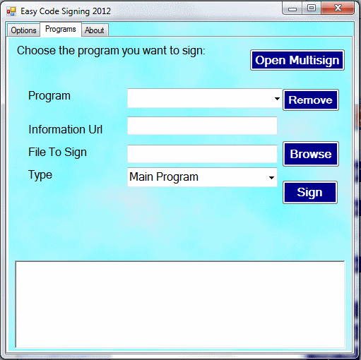 Easy Code Signing 2012 2.1 software screenshot