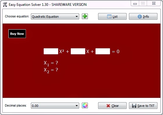 Easy Equation Solver 1.31 software screenshot