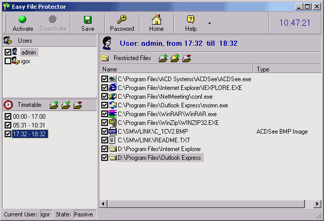 Easy File & Folder Protector 5.125 software screenshot