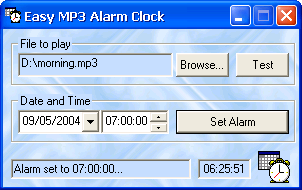 Easy MP3 Alarm Clock 1.0 software screenshot