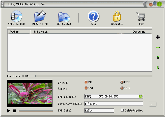 Easy MPEG to DVD Burner 1.6.6 software screenshot