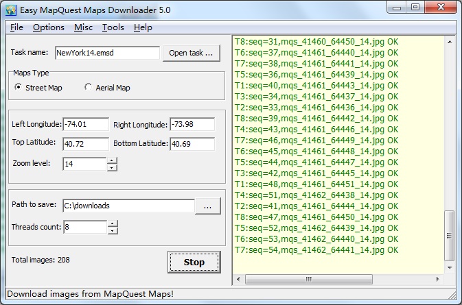 Easy MapQuest Maps Downloader 5.0 software screenshot