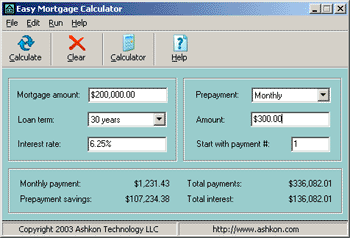Easy Mortgage Calculator 1.0 software screenshot