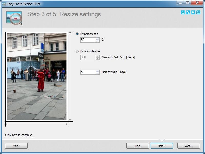 Easy Photo Resize 1.7.0 software screenshot
