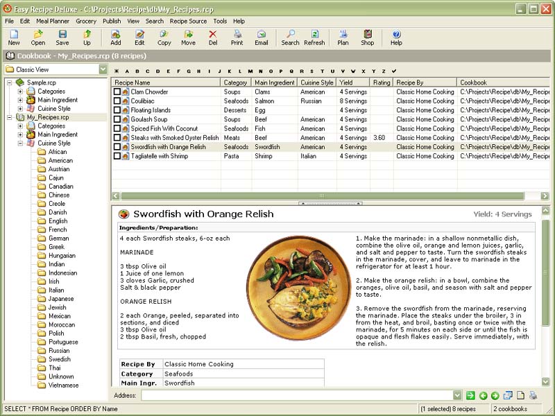 Easy Recipe Deluxe 1.6.265 software screenshot