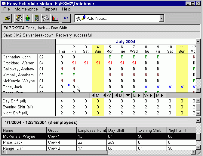 Easy Schedule Maker 2.00 software screenshot