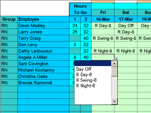 Easy Shift Scheduler for Excel 3.14 software screenshot
