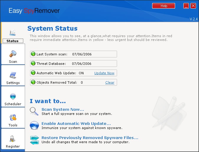 Easy SpyRemover 3.2 software screenshot